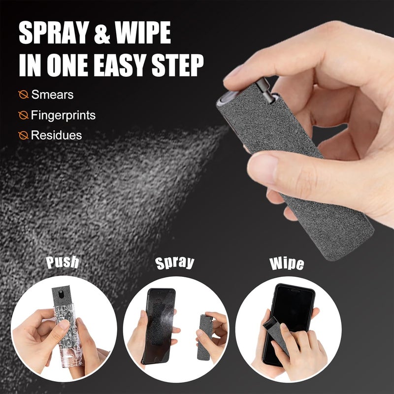 walrfid Car Screen Cleaner Spray and Wipe, Laptop Touchscreen Mist Cleaning Kit for Electronics Computer, iPad, CellPhone, MacBook, TV, Monitor, Tablet, Kindle Display, with White Graffiti Case - Grey - Image 3